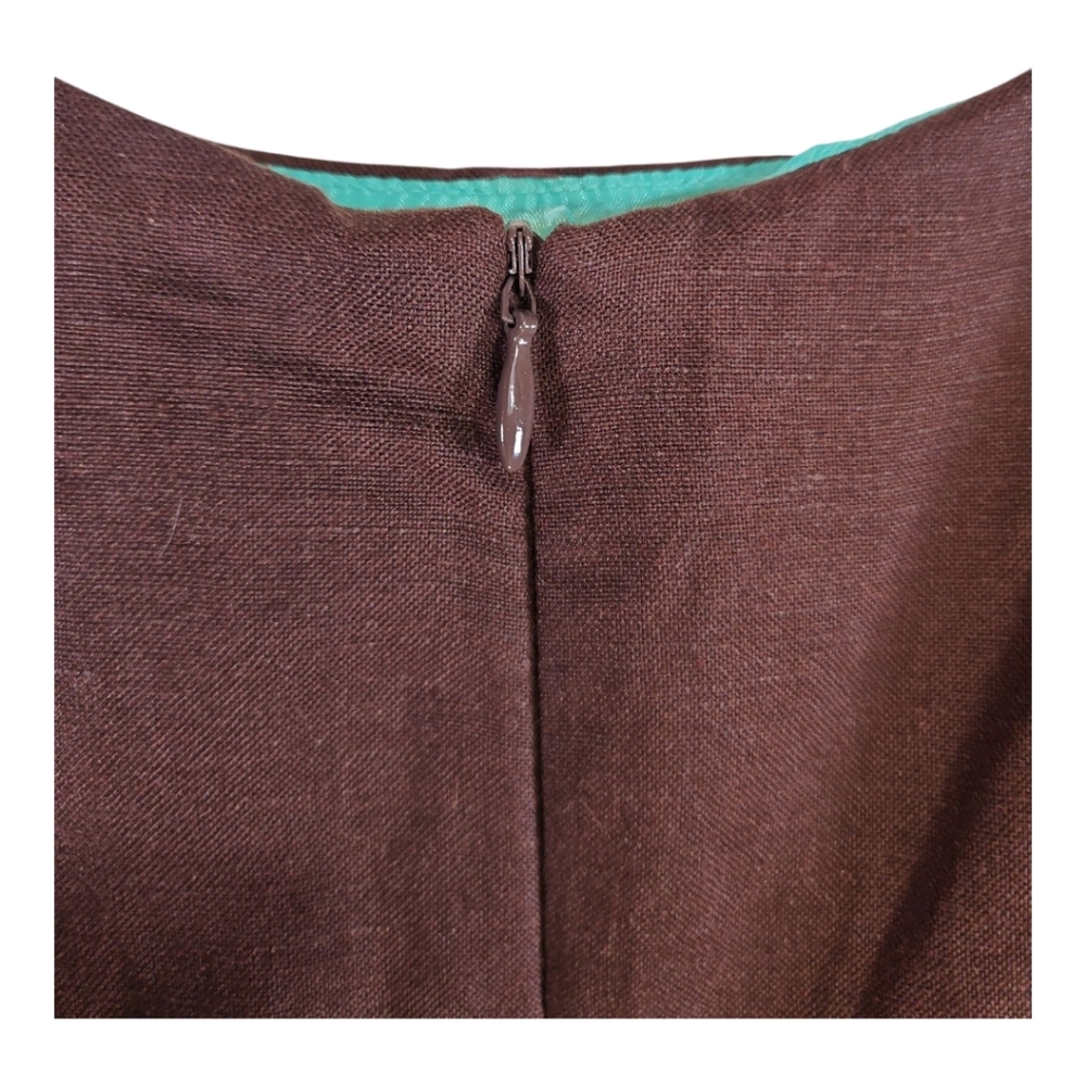 Coldwater Creek Brown Linen Blend Border Print Sleeveless Dress 6P - Picture 7 of 9